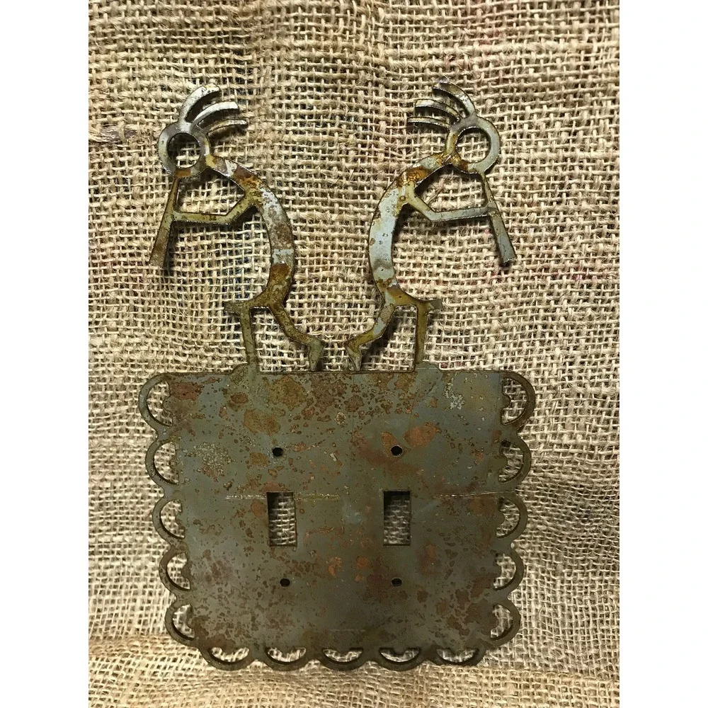 Kokopelli Dual Light Switch Plate: Laser Cut Patina‎ Cover